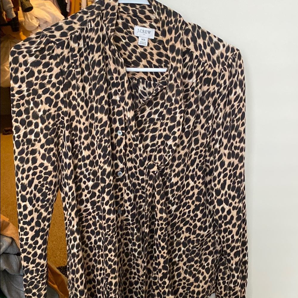J.Crew Animal Print Long Sleeve Top